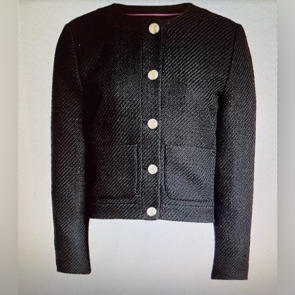 J CREW MERCANTILE TWEED LADY JACKET SIZE 8 BLACK NWT! - Picture 2 of 5